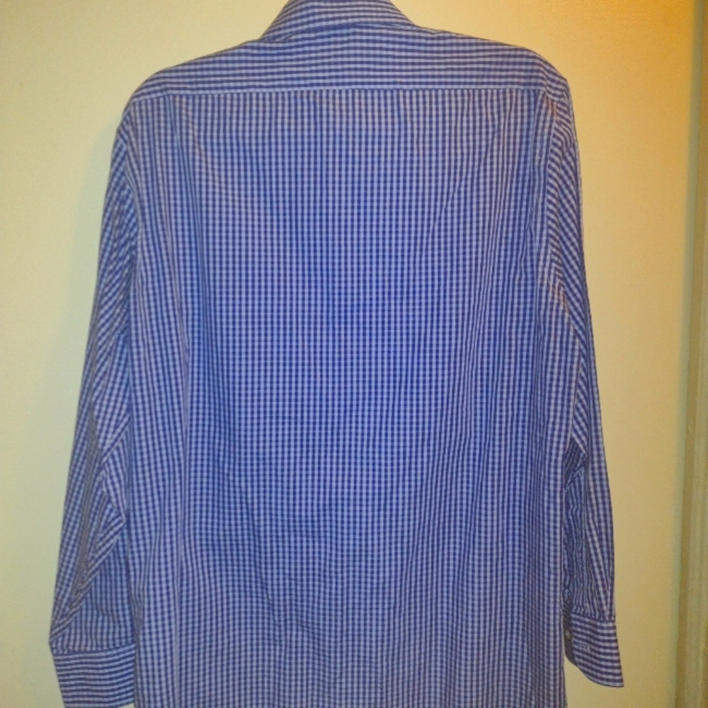 Arrow USA 1851 man shirt, 32/33, no iron, classic fit, blue, white